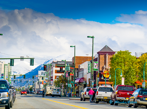 Downtown Anchorage during summer